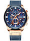 Curren Men's Watch Chronograph Battery with Blue Leather Strap