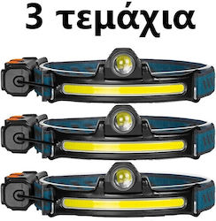 Ideahellas Bright 40 Waterproof Rechargeable Headlamp LED 1600lm 3pcs