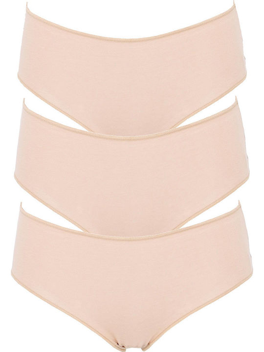 Midi Βαμβακερά Γυναικεία Slip 3Pack Μπεζ