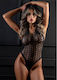 Daring Intimates Bodysuit Sexy Plasă Negru