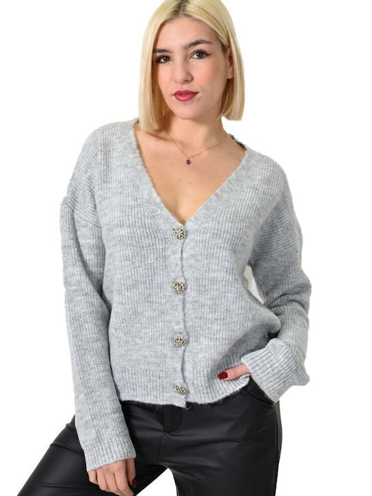 Potre Women's Knitted Cardigan with Buttons Gray