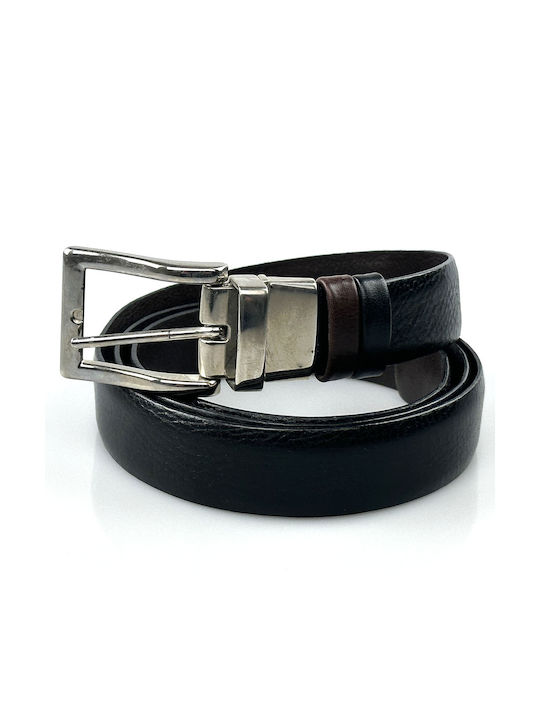 Men's Leather Wide Double Sided Belt Black