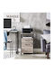 Cabinet de Birou din MDF & Metal cu Roți & Sertare Grey Black 42x44x69cm