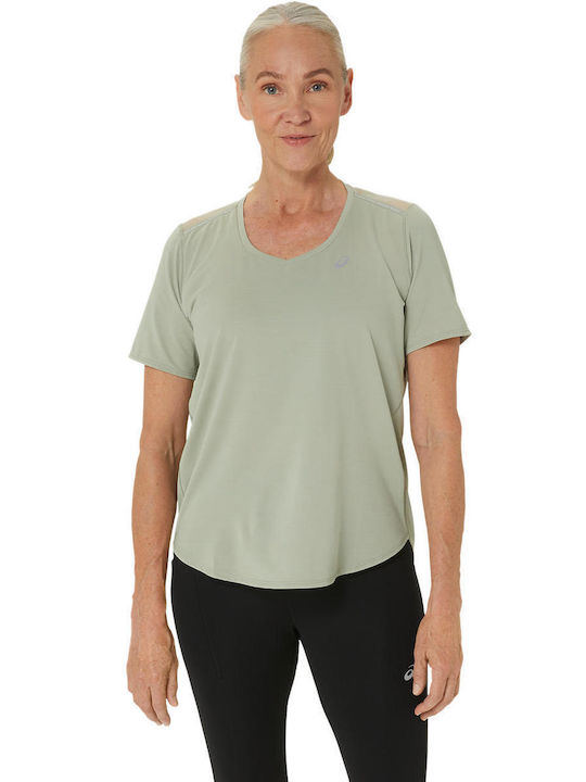 ASICS Damen Sportlich T-shirt mit V-Ausschnitt GRN