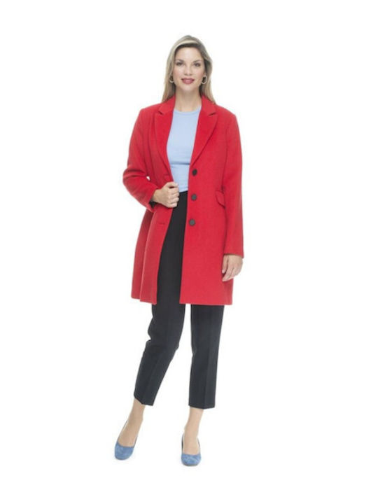 Rever Women's Midi Coat Red