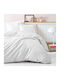 Mijolnir Bettbezug-Set Baumwolle Doppelbett mit 2 Kissenbezügen & 1 Bettlaken 200x220 Premium Stripe White