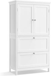 Vasagle Badezimmerschrank B60xT30xH110cm Weiß