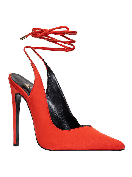 Envie Shoes Leather Pointed Toe Orange Heels