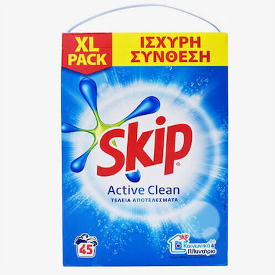 Skip Σκόνη Πλυντηρίου Active Clean Skip (45 μεζ / 2.925 Kg)