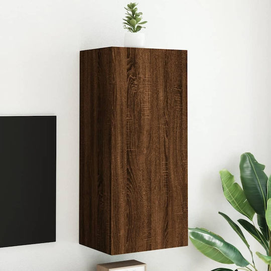 Wall-Mounted Living Room Cabinet made of Particle Board Brown Oak 40.5x30x90cm