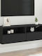 TV Stand Wooden Black Velvet-Black Metal L100xW30xH30cm