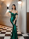 RichgirlBoudoir Maxi Evening Dress Strapless Satin Blue