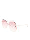 Longchamp Women's Sunglasses with Gold Metal Frame and Pink Gradient Lens