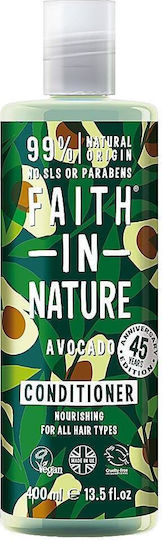 Faith in Nature Balsam Hidratare pentru Toate Tipurile de Păr cu avocado 400ml