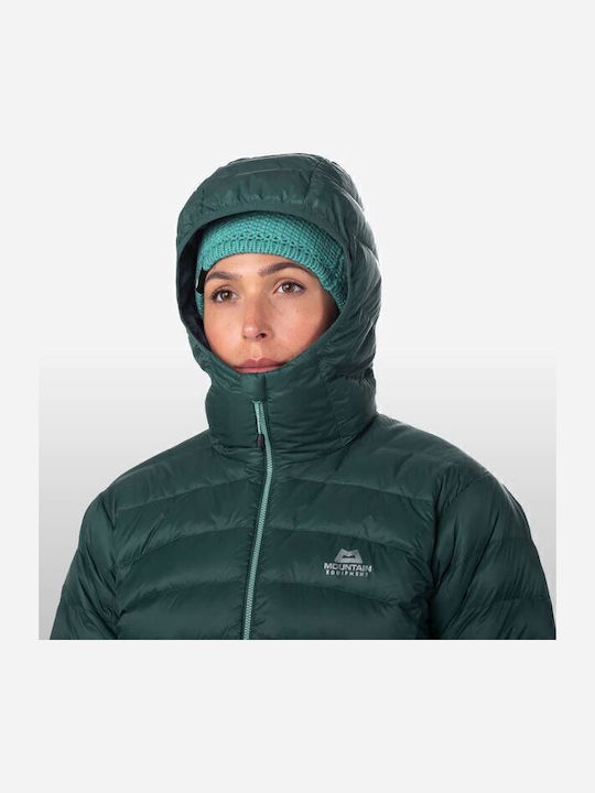 Women's Short Puffer Jacket for Winter with Hood Deep Teal