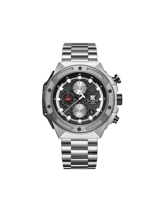 T5 Watch Chronograph Battery with Silver Metal Bracelet