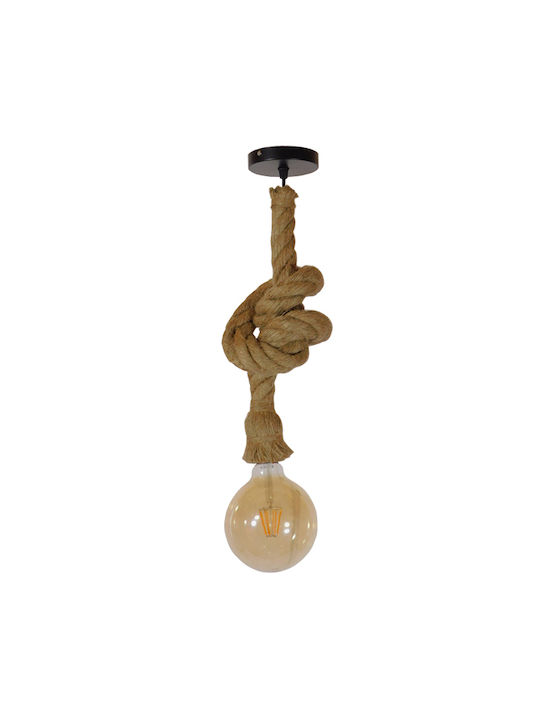 GloboStar Industrial Pendant Light Suspension with Rope for Socket E27 Beige