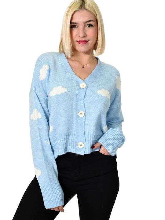 Potre Women's Knitted Cardigan with Buttons Blue