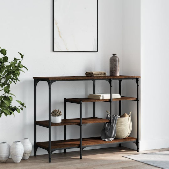 Console Table Wood & Metal Brown Oak L100xW35xH75cm