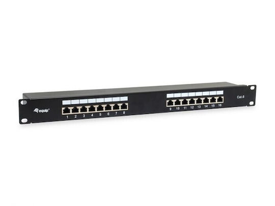 Equip Patch Panel για Rack 1U 19" cat6 Μαύρο