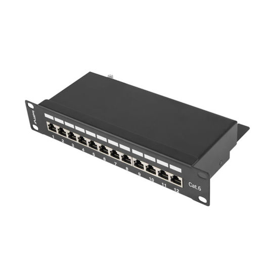 Lanberg Patch Panel Shielded για Rack 1U 10" 12 Θυρών Μαύρο