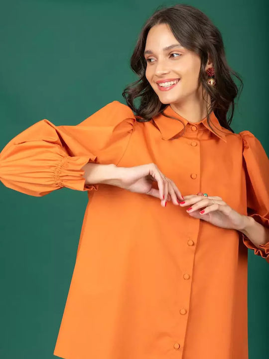 Chaton Women's Long Sleeve Shirt Orange
