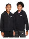 Sportlich Kinderstrickjacke Fleece mit Kapuze Schwarz Sportswear Club