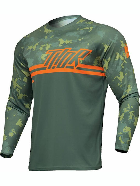 Thor Copii Tricou Motocross Mânecă lungă Verde Culoare