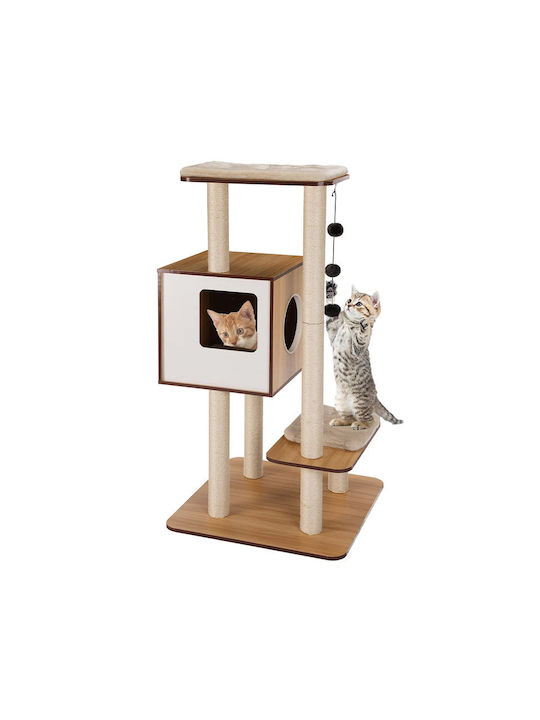 Bakaji Cat Scratching Post Poles Beige 60x60x118cm.