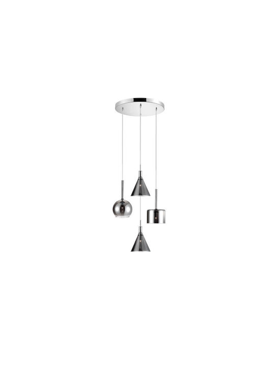 Luma Smoke Hängelampe Silber für 4 Lampen G9