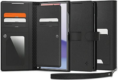 Spigen S Plus Brieftasche Synthetisches Leder Schwarz (Galaxy S24 Ultra)