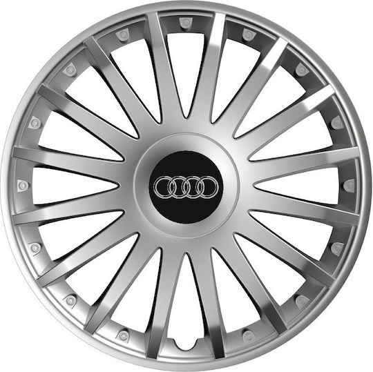 Versaco Auto Radkappen Set Crystal mit Marke Auto 4Stück 15" Silber