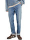 Men's Elastic Jeans Pants with Regular Fit Blue