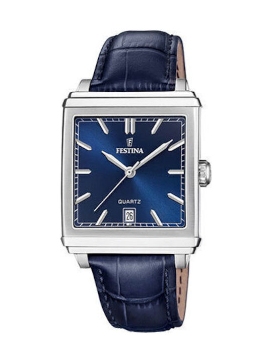 Festina Ανδρικό Ρολόι 33.3mm Μπαταρίας με Μπλε ...