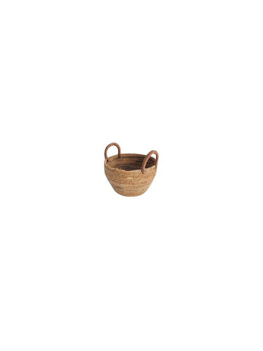 Decorative Basket Wicker with Handles Brown 30x30x19.5cm Plastona