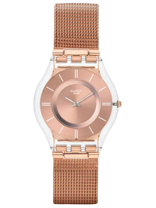 Swatch Uhren Rosafarbene Uhren Damen POPPINGLY PINK YVS532 Swatch