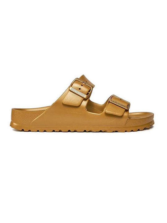 Birkenstock Arizona Eva Damen Flache Sandalen Anatomisch Glamour Gold Schmal Passform