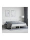 Pat King Size Metalic Alb Cu Plăci Pentru Saltea 183x213cm