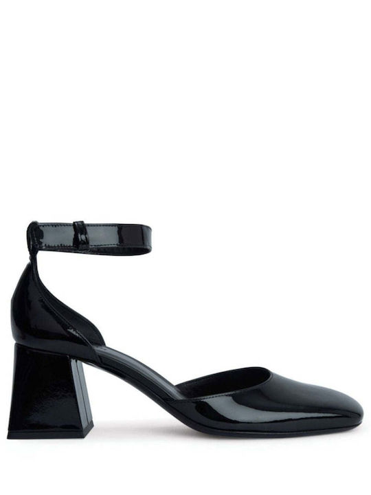 By Far Patent Leather Pointed Toe Black Low Heels with Strap