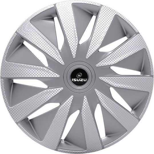 J-Tec Car Hubcap Set Lazio with Isuzu Emblem 13" 4pcs Silver
