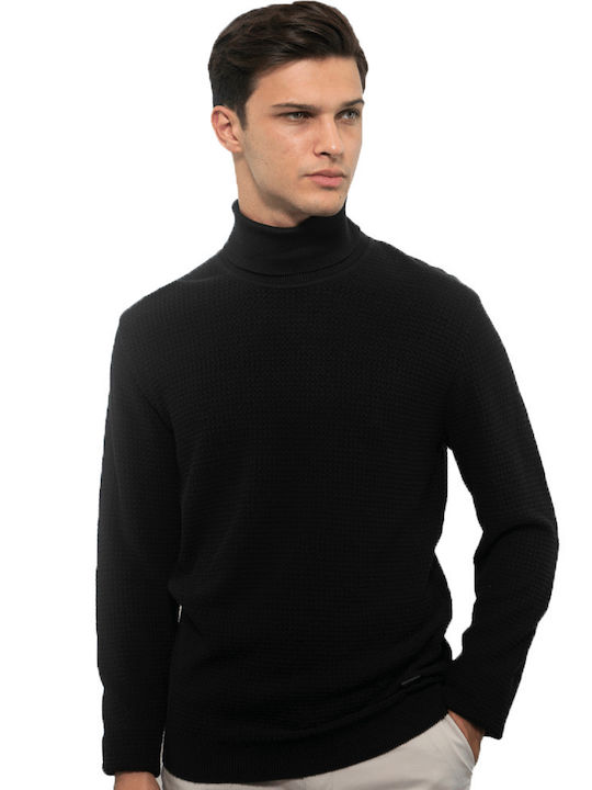 Side Effect Men's Long Sleeve Sweater Turtleneck Black