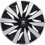 J-Tec Car Hubcap Set Lazio with Toyota Emblem 15" 4pcs Silver /Black