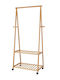 Bakaji Τροχήλατη Κρεμάστρα Δαπέδου από Bamboo Καφέ 70x33x153cm