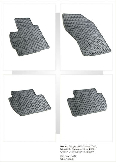 Refref Set of Front and Rear Mats 4pcs Tray Type for Peugeot 4007 Mitsubishi Outlander 2007-2014 Black