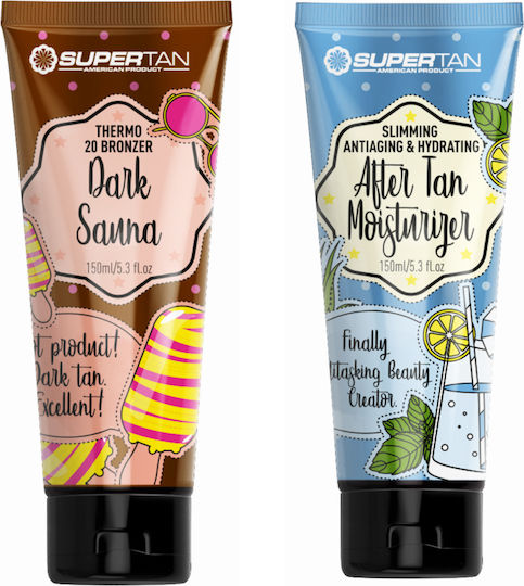 Supertan Dark Sauna and After Tan Po Bronzing Body Cream Dark 2 Pieces