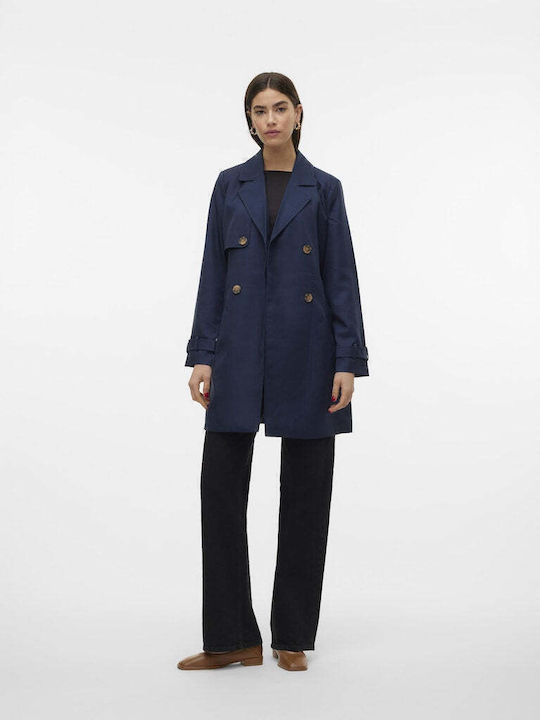 Vero Moda Γυναικεία Navy Μπλε Καμπαρντίνα