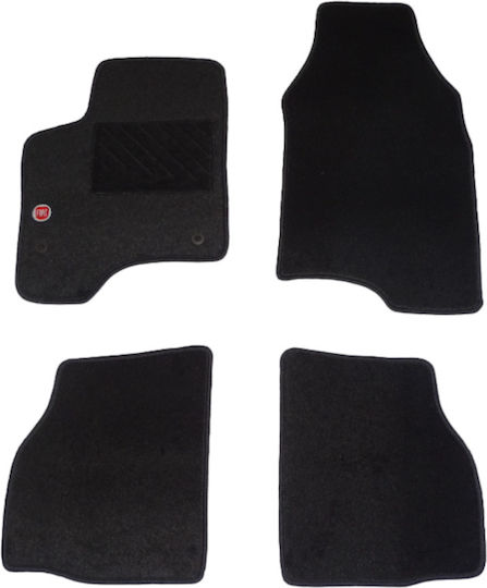 Set Front and Back Car Mats 4 Pieces for Fiat Panda Black Hybrid 01400-FPH