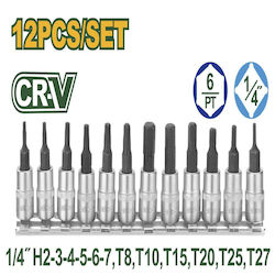 Jadever Jadever Walnut with Torx Head and Socket 1/4'' 12pcs Jadever Jadever Walnut with Torx Head and Socket 1/4'' 12pcs