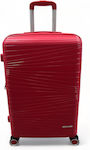 Olia Home Large Travel Suitcase Red with 4 Wheels Height 75cm.