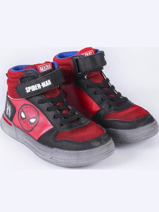 Spiderman Παιδικά Sneakers High με Σκρατς Κόκκινα
